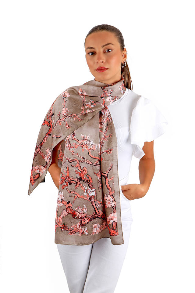 Mink Almond Blossom Silky Foulard - 2