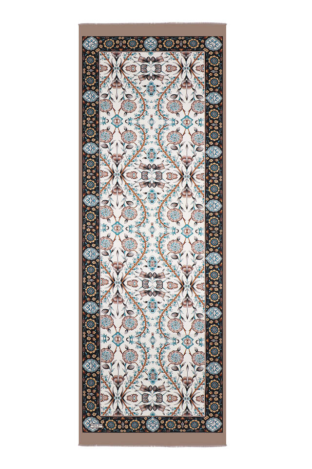 Mink Black Selcuk Pattern Silk Foulard - 4