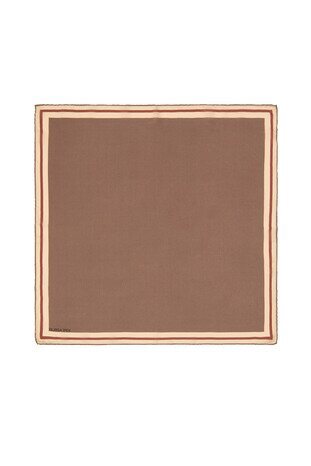 Mink Bordered Plain Silk Pocket Square 