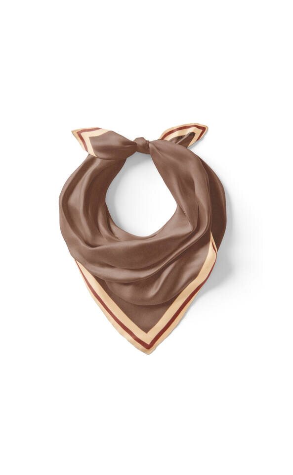 Mink Bordered Plain Silk Pocket Square - Bursa İpek