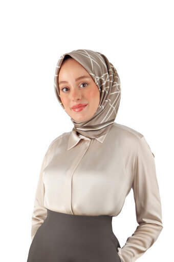 Mink Echo Pattern Twill Silk Square Scarf 