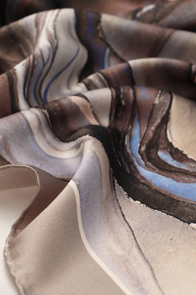 Mink Granite Pattern Sura Silk Scarf - 3