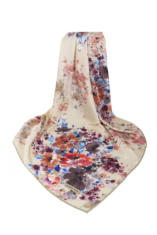 Mink Sardinia Pattern Silky Square Scarf - 3