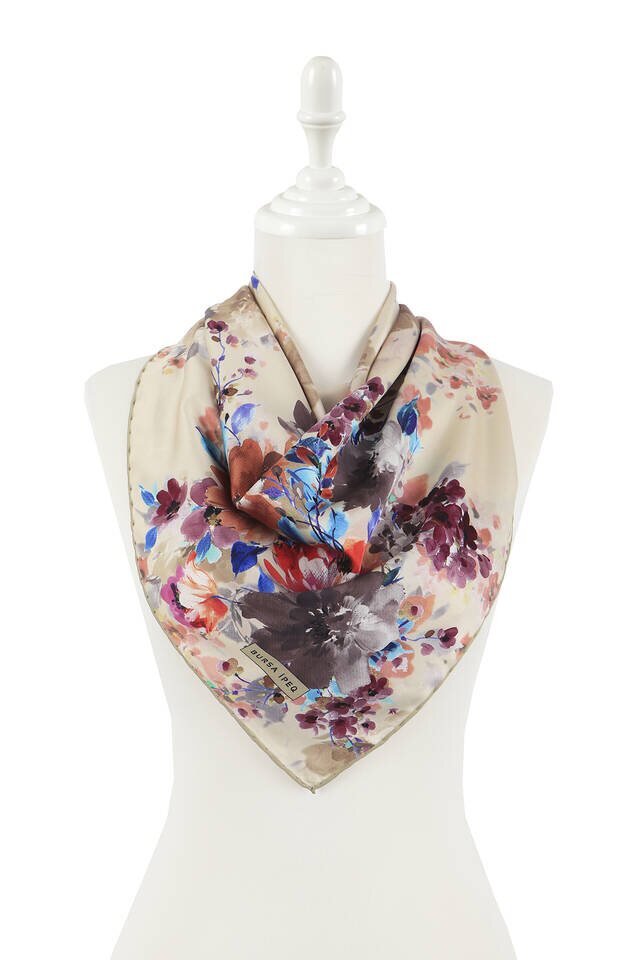 Mink Sardinia Pattern Silky Square Scarf - 2