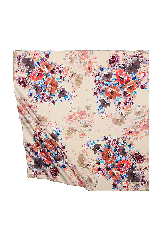 Mink Sardinia Pattern Silky Square Scarf 