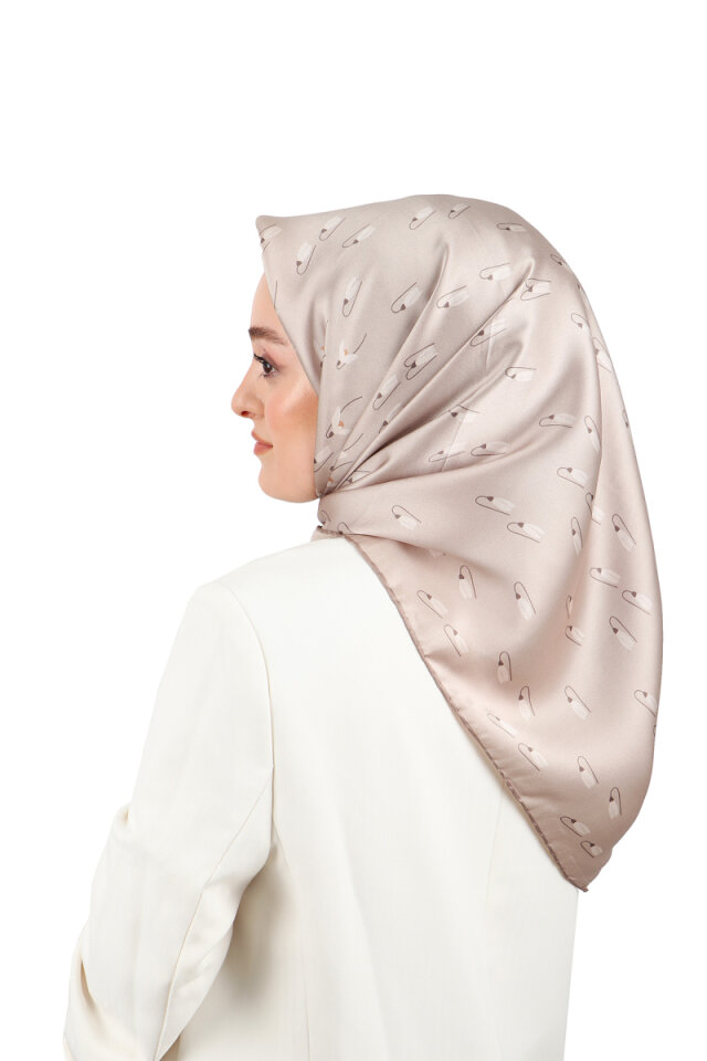 Mink Snowdrop Sura Silk Square Scarf 