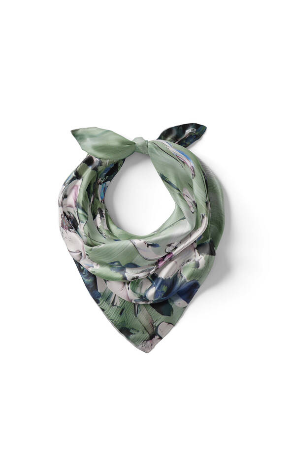 Mint Anemone Pattern Silk Pocket Square - 2