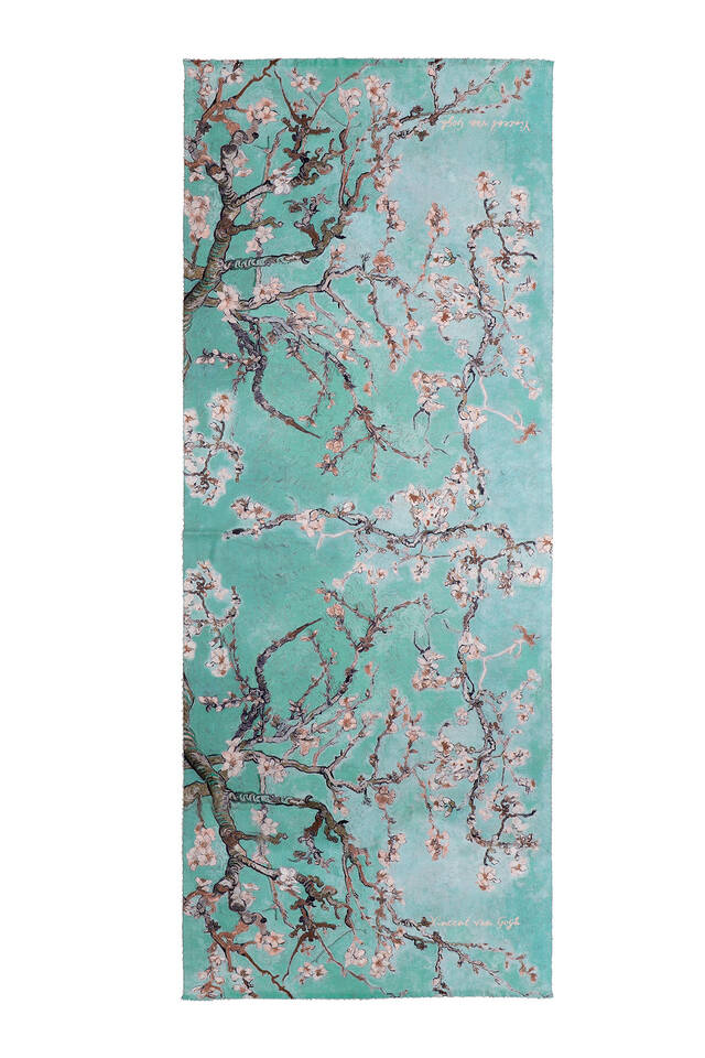Mint Badem Çiçeği Desen Kışlık Şal - 4