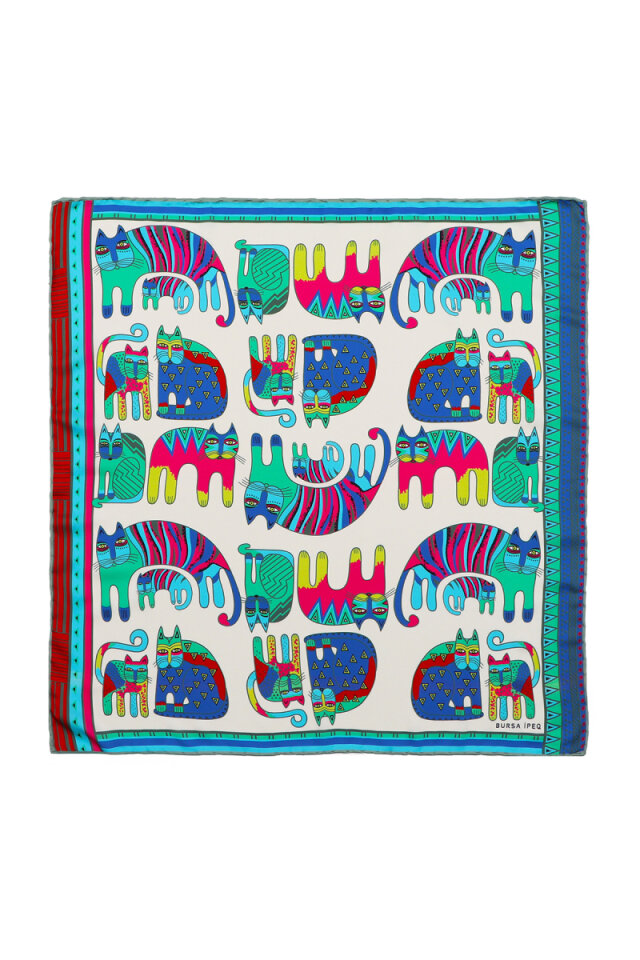 Mint Benetton Patterned Silky Pocket Square 