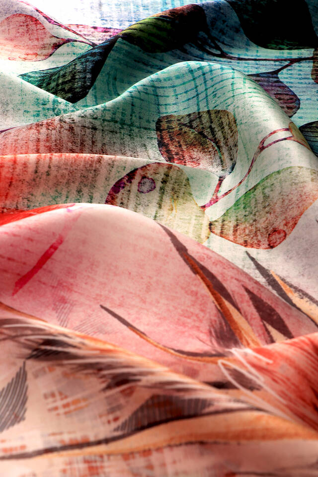 Mint Botanical Pattern Sura Silk Square Scarf - 2