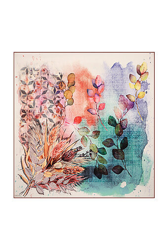 Mint Botanical Pattern Sura Silk Square Scarf 