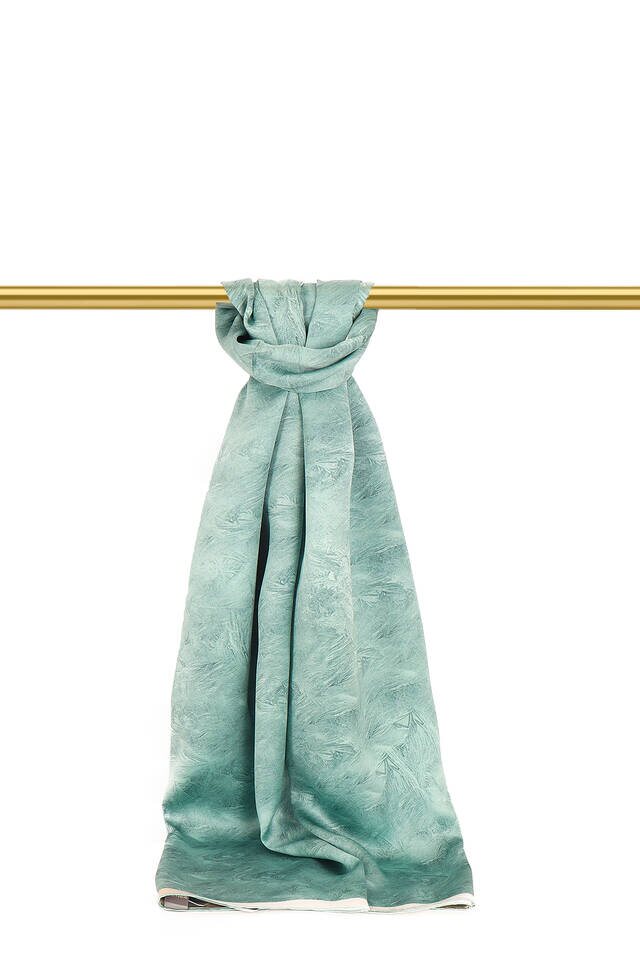 Mint Brush Pattern Silk Scarf - Bursa İpek