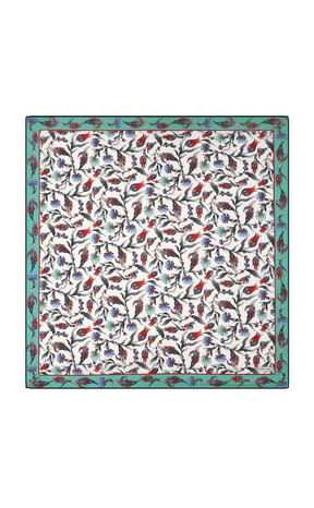 Mint Carnation Tulip Pattern Soft Square Scarf 