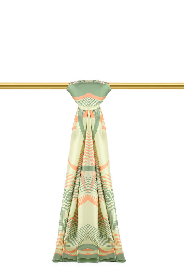 Mint Carousel Pattern Twill Silk Scarf 