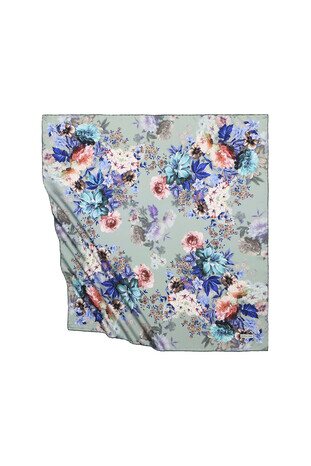 Mint Fulya Pattern Silky Square Scarf 