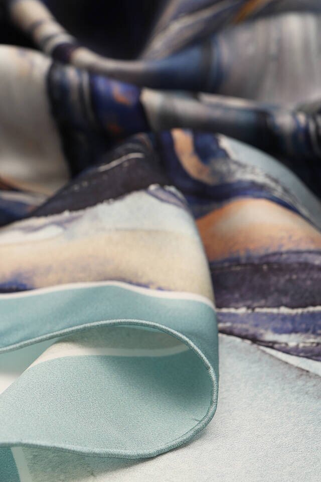 Mint Granite Pattern Sura Silk Scarf - 3