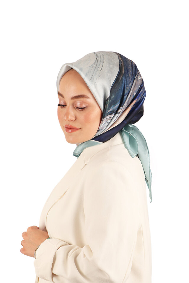 Mint Granite Pattern Sura Silk Scarf 