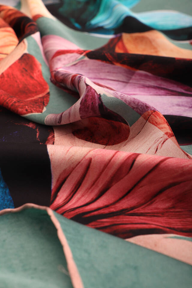 Mint Harmony Pattern Sura Silk Square Scarf - 3