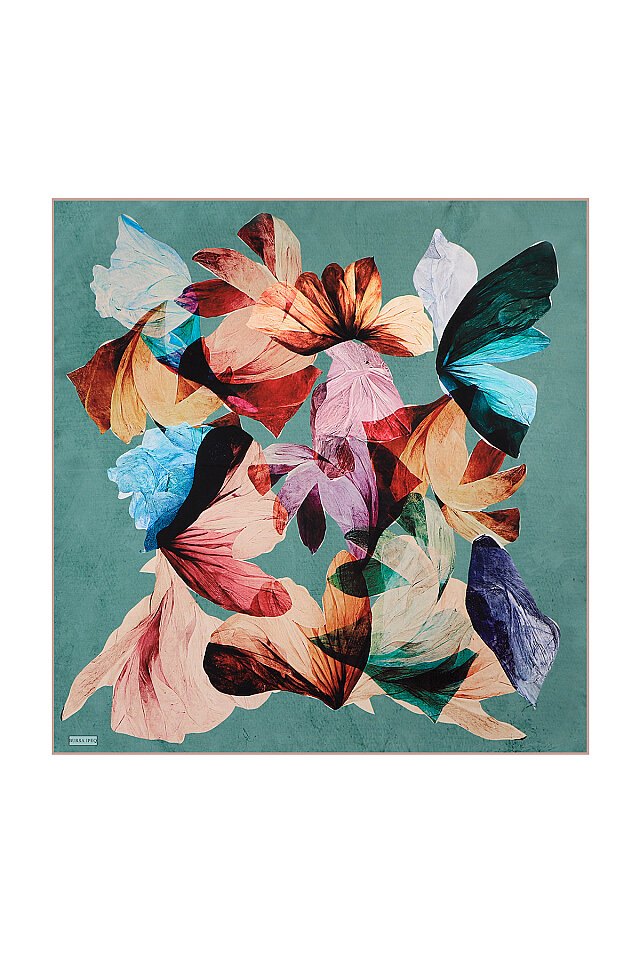 Mint Harmony Pattern Sura Silk Square Scarf 