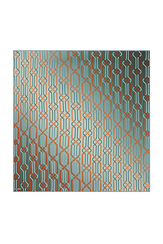 Mint Knitted Pattern Sura Silk Square Scarf - Bursa İpek