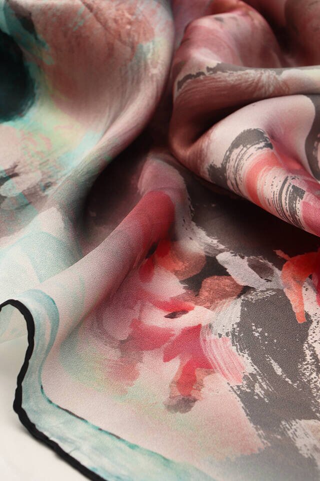 Mint Pastel Pattern Sura Silk Scarf - 3