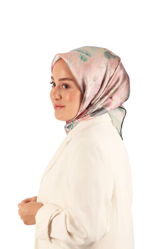 Mint Pastel Pattern Sura Silk Scarf 