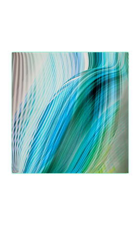 Mint Rainbow Pattern Sura Silk Square Scarf 