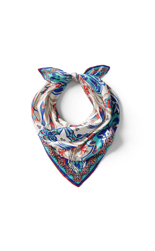 Mint Red Carnation Tulip Pattern Silk Pocket Square - 2