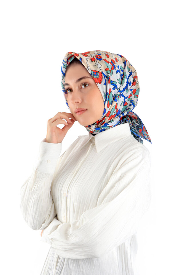 Mint Shawl Pattern Voile Silk Square Scarf 