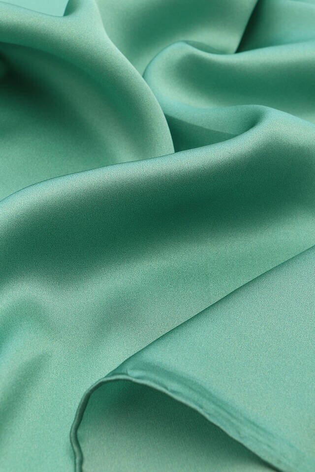 Mint Solid Color Sura Silk Square Scarf - 3