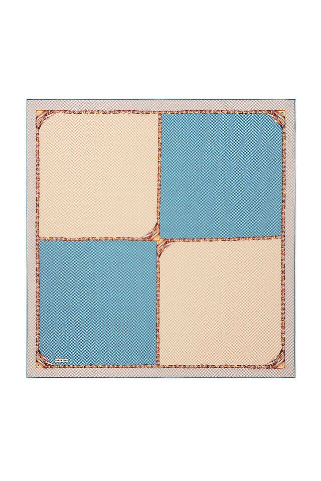 Mint Straw Pattern Twill Silk Square Scarf - 2