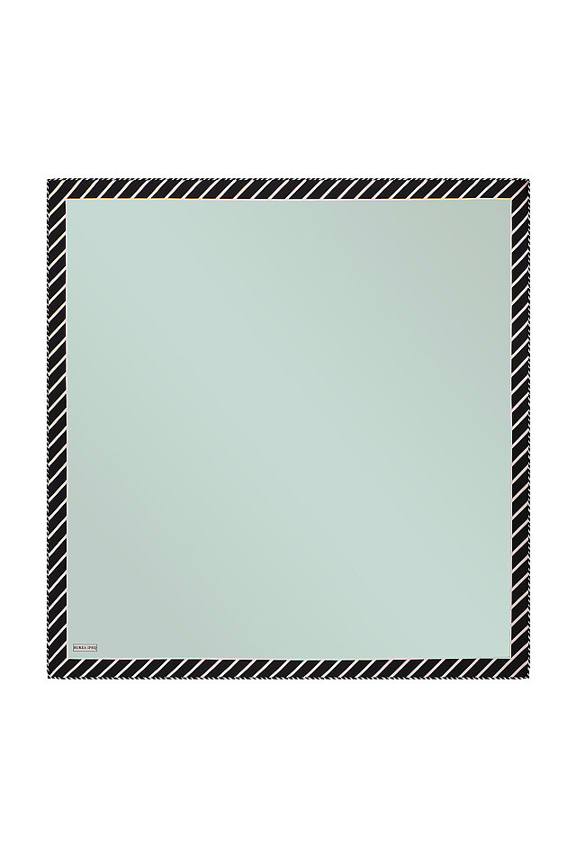 Mint Stripe Pattern Twill Silk Square Scarf 