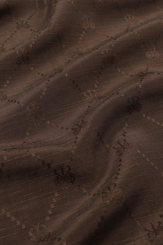 Acı Kahve Monogram Desen İpek Pamuk Eşarp - 2