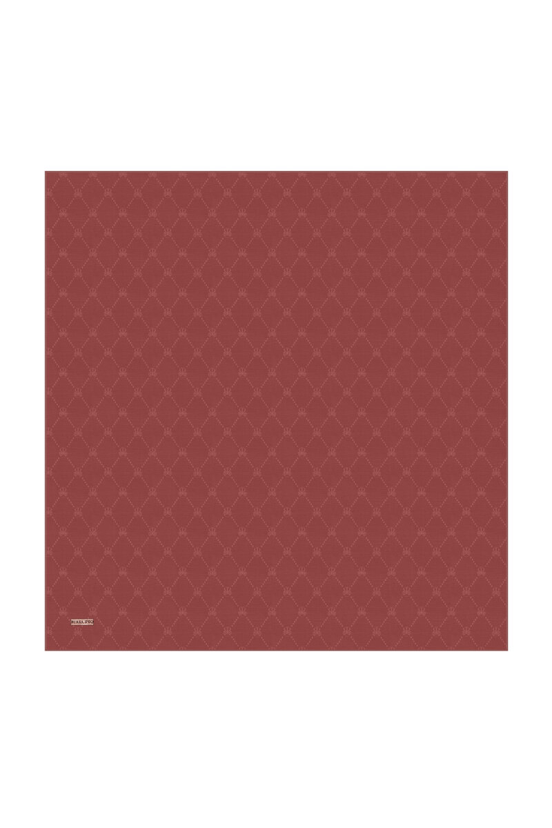Bordo Monogram Desen İpek Pamuk Eşarp