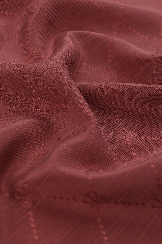Bordo Monogram Desen İpek Pamuk Eşarp - Bursa İpek