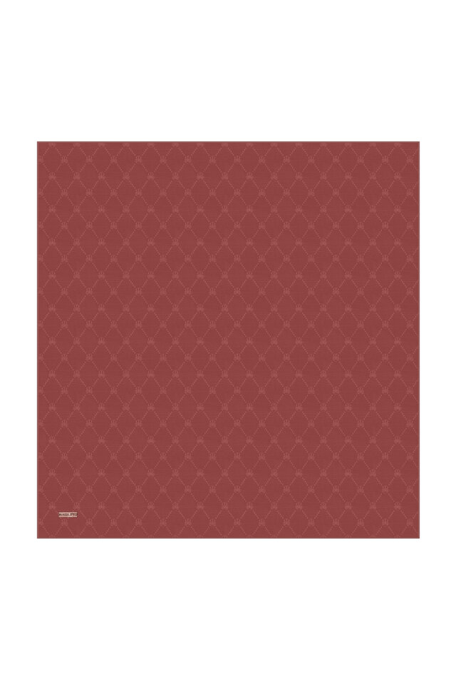 Bordo Monogram Desen İpek Pamuk Eşarp - Bursa İpek
