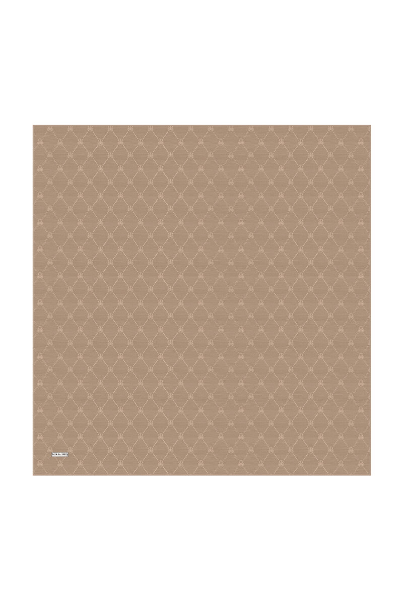 Latte Monogram Desen İpek Pamuk Eşarp
