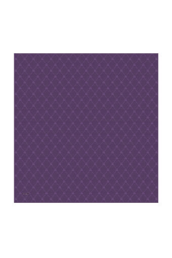 Mor Monogram Desen İpek Pamuk Eşarp 