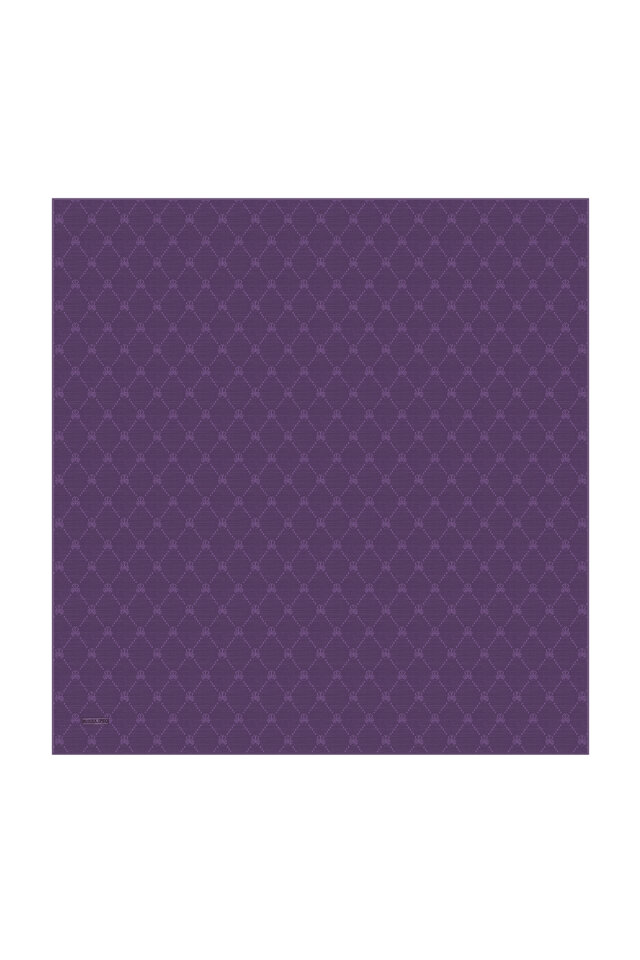 Mor Monogram Desen İpek Pamuk Eşarp - Bursa İpek