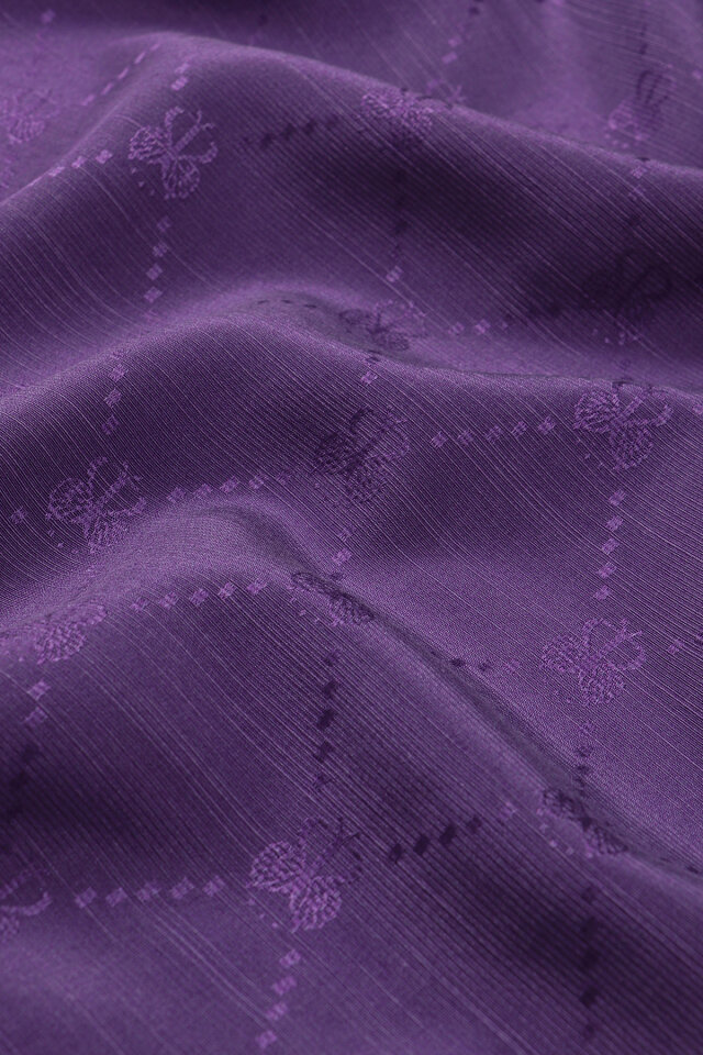Mor Monogram Desen İpek Pamuk Eşarp - 2