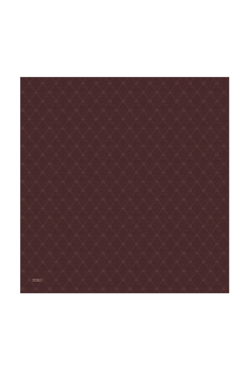 Mürdüm Monogram Desen İpek Pamuk Eşarp