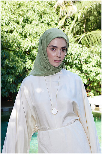 Vibran Monogram Desen İpek Pamuk Eşarp 