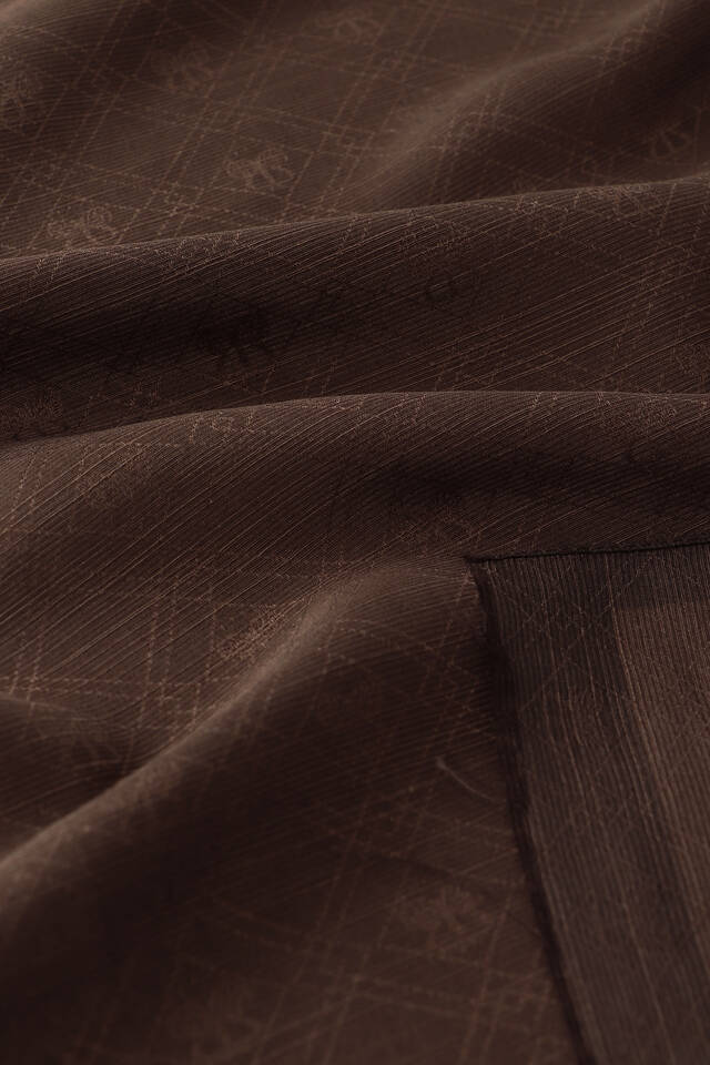 Acı Kahve Monogram Desen İpek Pamuk Şal - 4