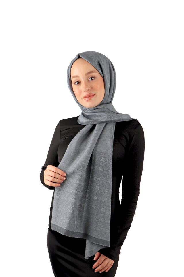 شال من القطن والحرير بنمط المونوغرام المدخن 