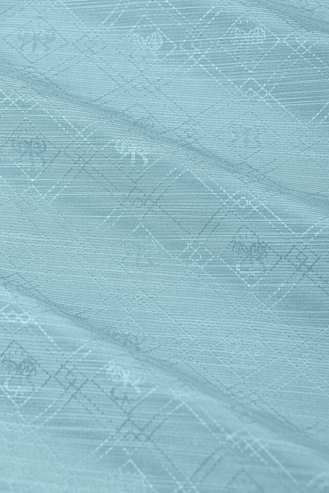 Mavi Monogram Desen İpek Pamuk Şal - 5