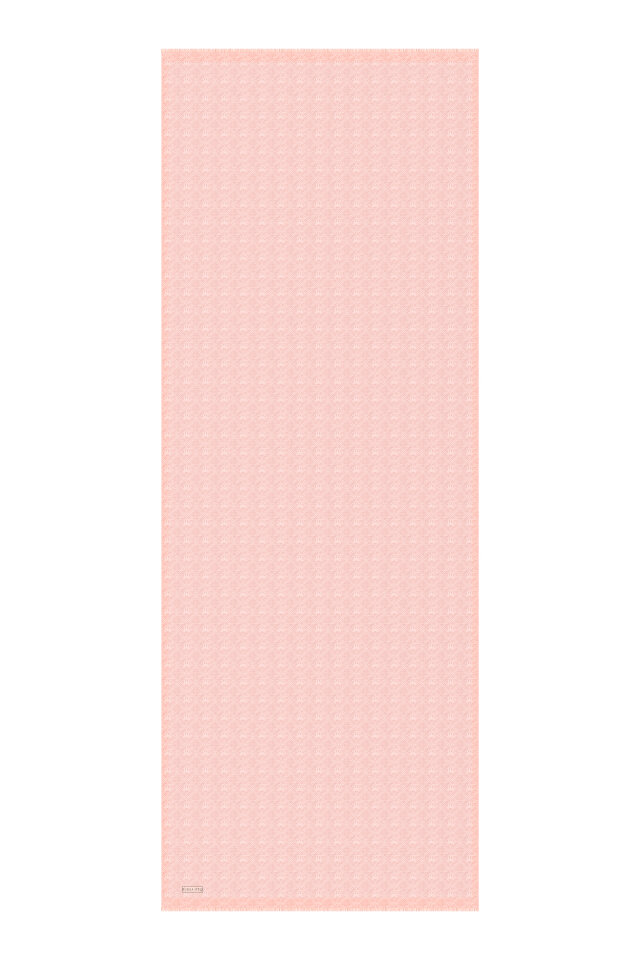 Şeker Pembe Monogram Desen İpek Pamuk Şal - 4