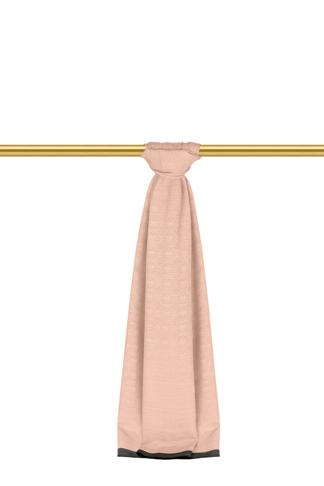 Somon Monogram Desen İpek Pamuk Şal - 2