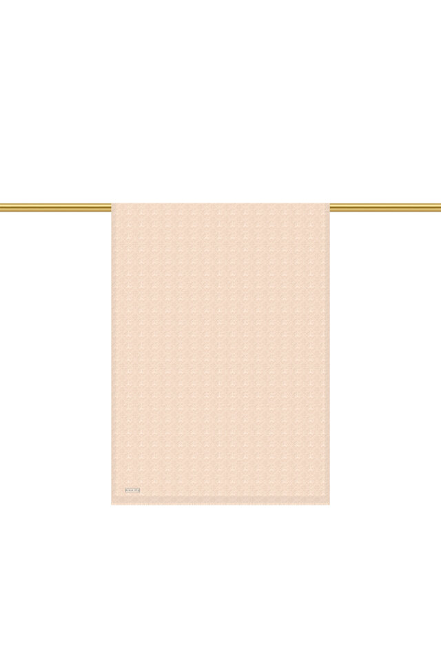 Sütlü Kahve Monogram Desen İpek Pamuk Şal - 3