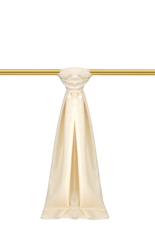 Krem Monogram Desen Jakarlı İpek Şal 