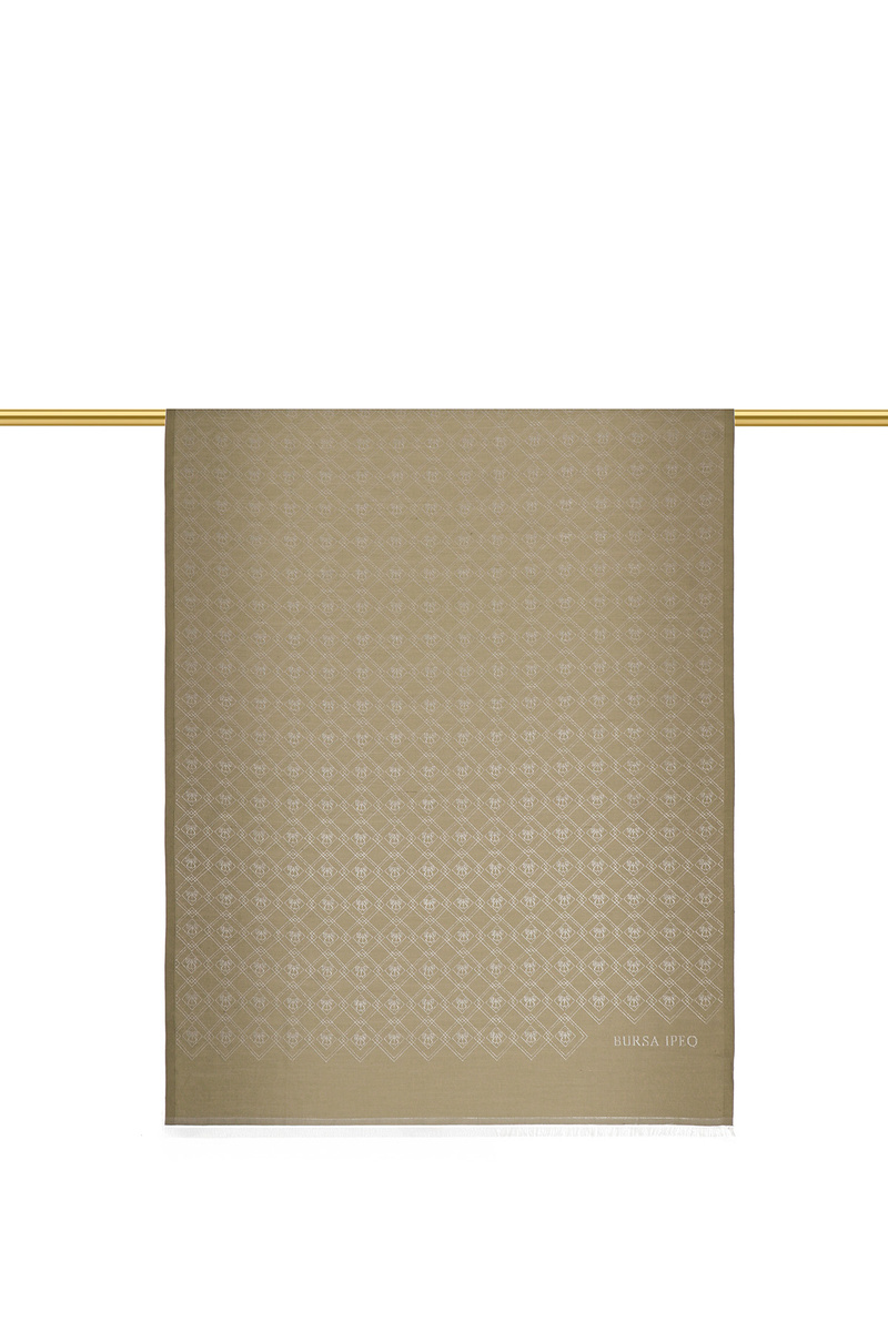 Dark Stone Monogram Pattern Jacquard Silk Shawl - 2